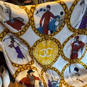 CHANEL Multicolor Rue Cambon Silk Scarf authentic vintage scarf
